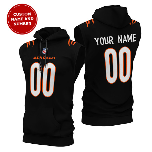Men's Cincinnati Bengals Customized Black Limited Edition Sleeveless Hoodie Men's Cincinnati Bengals Customized Black Limited Edition Sleeveless Hoodie